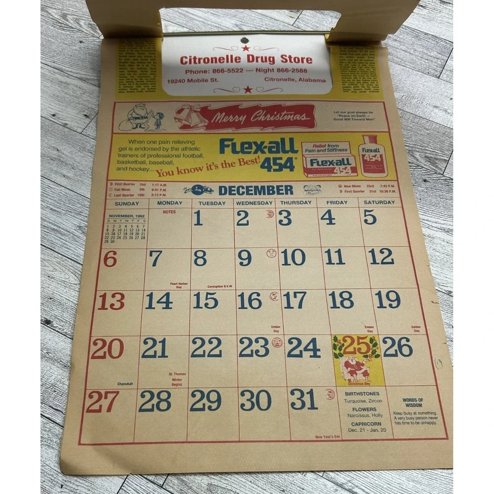 Vintage Citronelle Drugs‎ Store Pharmacy Advertising Calendar Mobile AL  1995